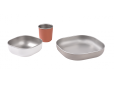 Beaba Nerezový 3dílný jídelní set Terracotta