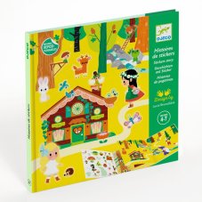 DJECO Magický les: příběhy ze samolepek odnímatelných v mapce (2 scény 50+ ks)