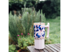 Quokka Nerezový termohrnček so slamkou Umi Blue Feather 720 ml