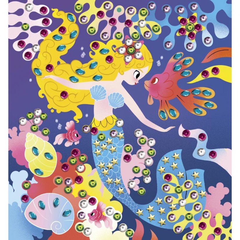 Janod Atelier Sada Maxi Obrázky s flitrami Morské panny od 6 rokov