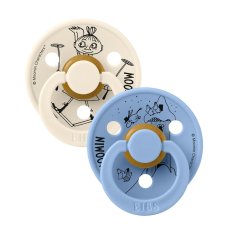 BIBS x Moomin Colour cumlíky z prírodného kaučuku 2ks - veľkosť 2 (Mymble Ivory / Sky Blue)
