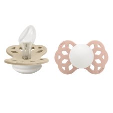 BIBS Infinity anatomické dudlíky ze silikonu 2ks - velikost 2 (Vanilla Noční / Blush Noční)
