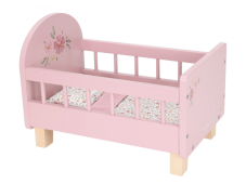 Little Dutch Postieľka pre bábiky drevená s perinkou Pink