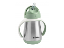 Beaba Nerezový termoizolační hrnek s brčkem 250ml Sage Green