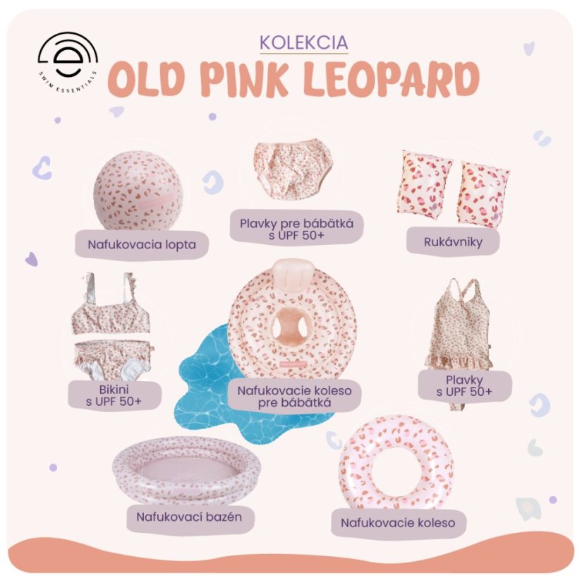Swim Essentials Plavky s UPF 50+ Leopard staroružový