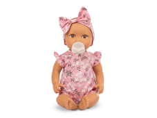 LullaBaby Bábika 35 cm v overale s čelenkou Floral Pink