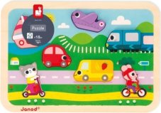Janod Drevené vkladacie puzzle pre najmenších Dopravné prostriedky Chunky