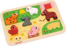 Janod Drevené vkladacie puzzle pre najmenších Farma Chunky
