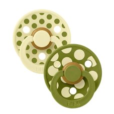 BIBS STUDIO Colour Polka cumlíky z prírodného kaučuku 2ks - veľkosť 1 (Luna / Wasabi)