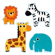 Djeco Primo puzzle 4 Zvieratká v džungli 18 ks