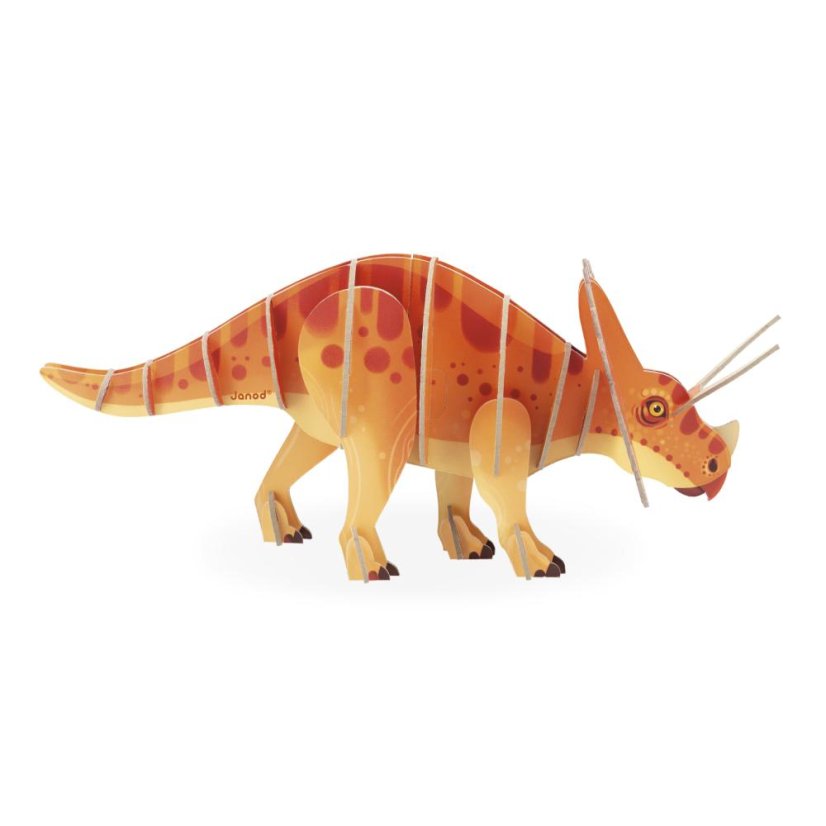 Janod Drevené 3D puzzle Dinosaurus Triceratops Dino 32 ks