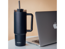 Quokka Nerezový termohrnček so slamkou Vibe Black 880 ml