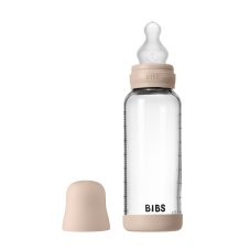 Skleněná antikoliková láhev BIBS se silikonovou savičkou 240 ml (Blush)
