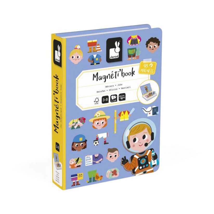 Janod Magnetická kniha skládačka pro děti Povolání Magnetibook