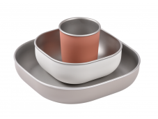 Beaba Nerezový 3dílný jídelní set Terracotta