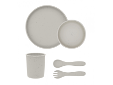 KikkaBoo Jedálenská sada 5-dielna Platinum Silicone Sand