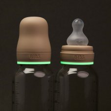 BIBS nočná antikoliková sklenená fľaša so silikónovým cumlíkom 240ml (Vanilla)