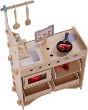 Haba Creative Play 3v1 Drevená kuchynka, obchod a dielňa