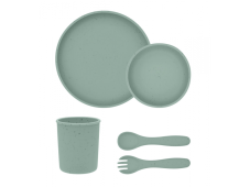 KikkaBoo Jedálenská sada 5-dielna Platinum Silicone Sage