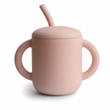 Mushie silikonový pohárek s brčkem (Blush)