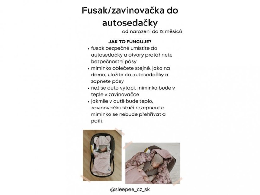 Fusak/zavinovačka/deka do autosedačky Sleepee Vintage Animals Amaranth