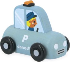 Janod Cross roads Drevené auto na tlačenie Polícia modré
