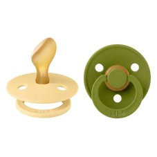 BIBS Colour anatomické cumlíky z prírodného kaučuku 2 ks - veľkosť 2 (Pale Butter / Wasabi)