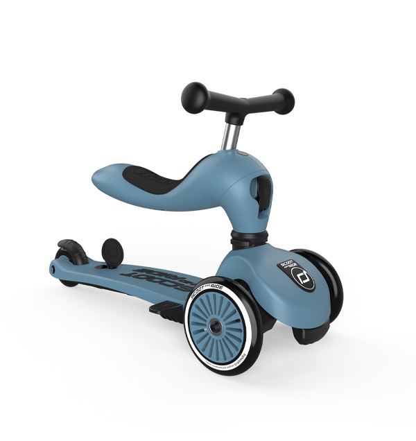 Scoot & Ride Detské odrážadlo kolobežka 2v1 Highwaykick 1 Push and Go Steel