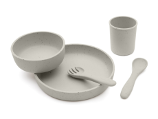 KikkaBoo Jedálenská sada 5-dielna Platinum Silicone Sand