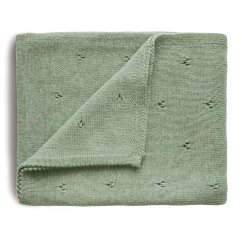 Mushie pletená dětská deka z organické bavlny (dírkovaná Sage)