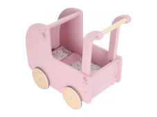 Little Dutch Kočík pre bábiky drevený s perinkou Pink