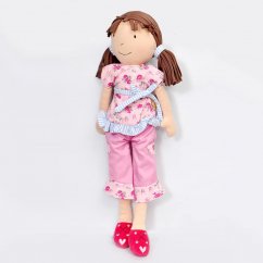 Bonikka látková bábika 46 cm (Ann – bodkované šaty a blond vrkoče)