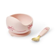Silikonová miska se lžičkou Elodie Details - Rosy Bow