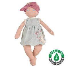 Bonikka Organic látková bábika (Aria tehlové šaty)