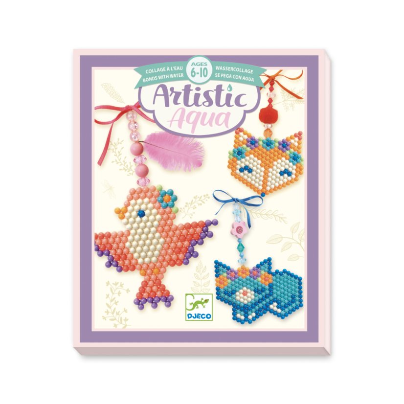 DJECO Artistic Aqua-Korálkovanie: Zvieratká, 3 prívesky, ukladanie guličiek-mozaika/koláž