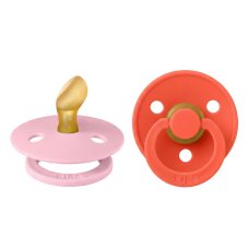 BIBS Colour anatomické cumlíky z prírodného kaučuku 2 ks - veľkosť 1 (Baby Pink / Tango)