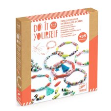 DJECO DIY-Vytvoř si sám Pestré náramky: korálky papírové 35+ ks